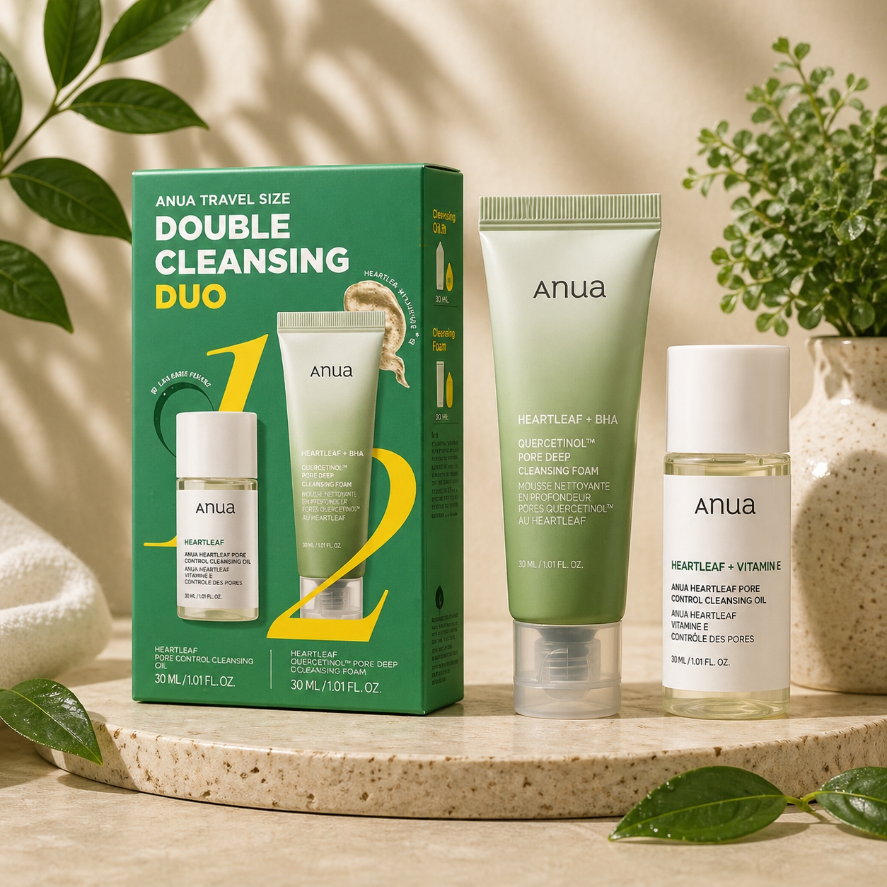 Anua double cleansing duo travel size